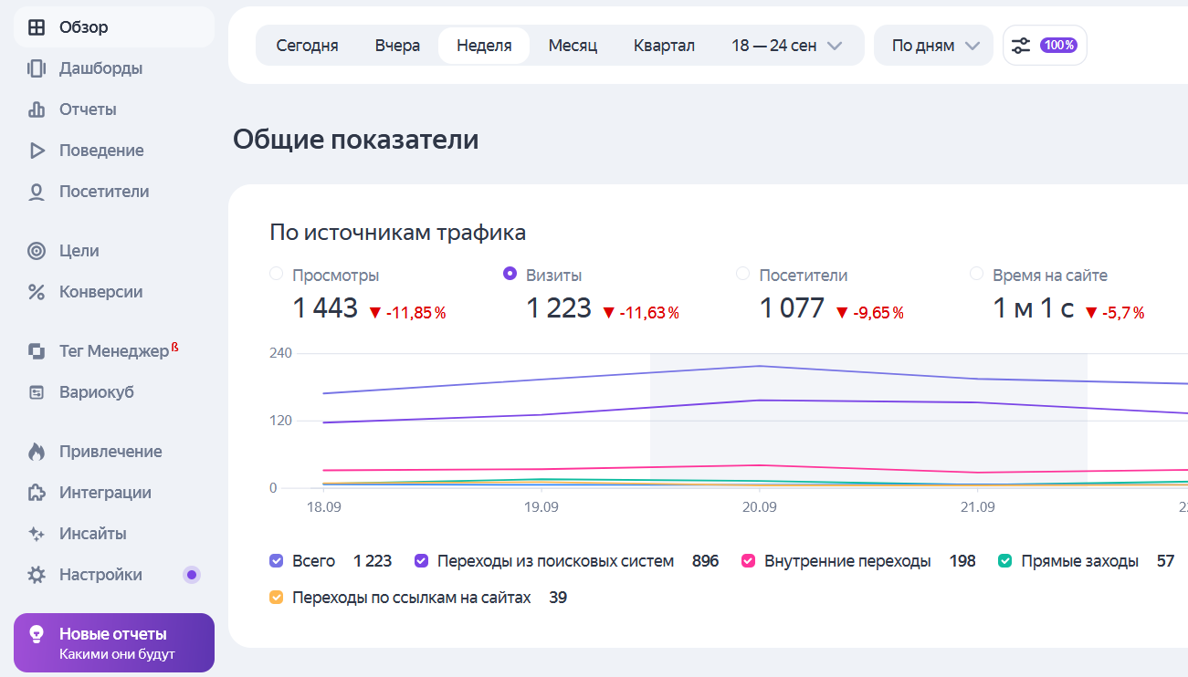 Яндекс Метрика показывает позиции сайта и результаты рекламы