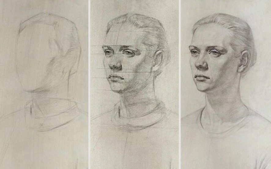 Слева — набросок, в центре — зарисовка, справа — иллюстрация