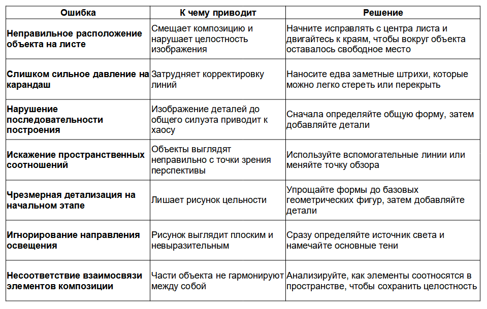Возможные ошибки при создании набросков и решения проблем